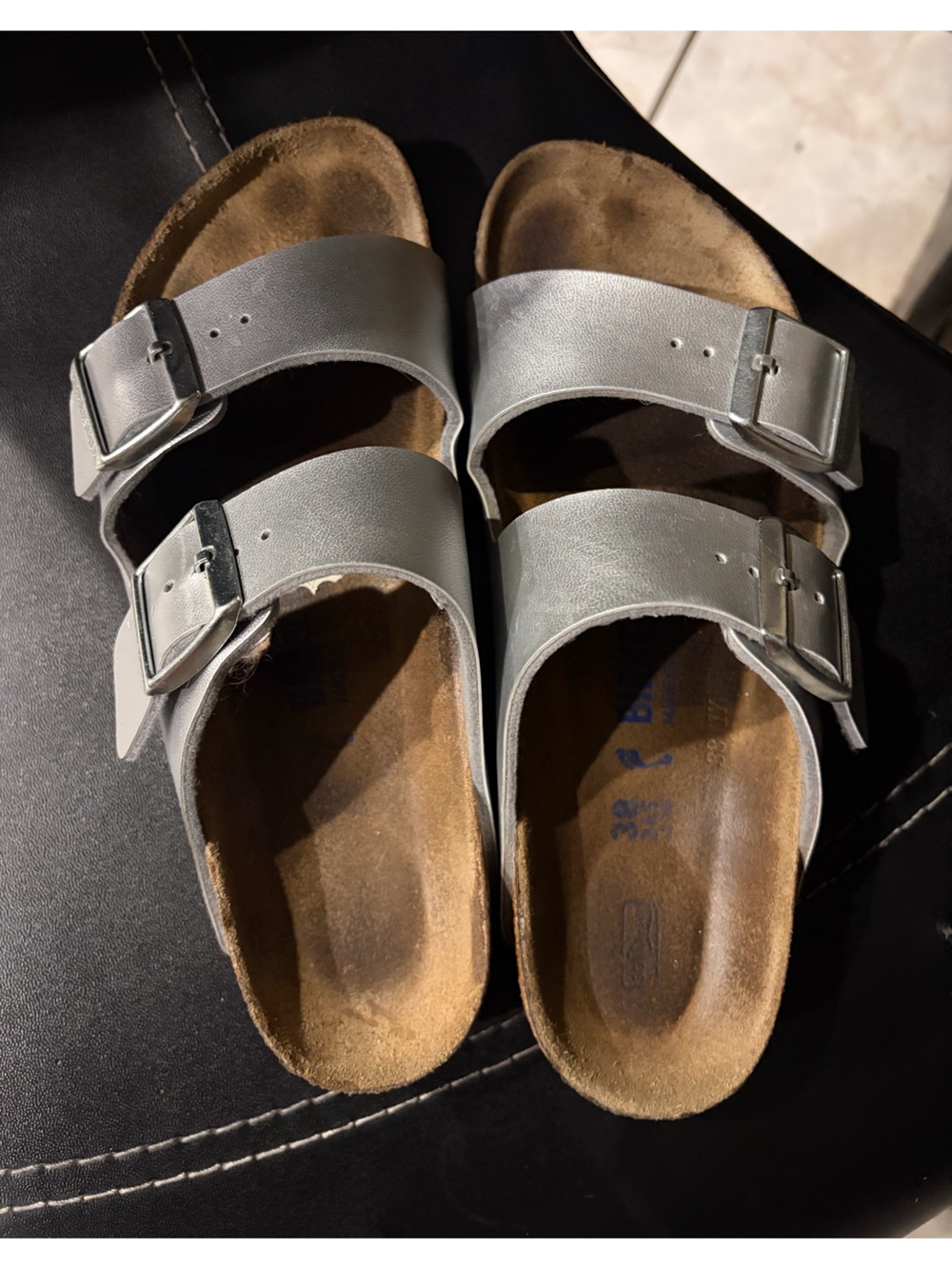 Birkenstock Arizona Silver Soft Footbed Sandal